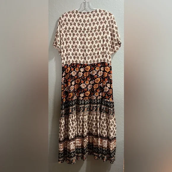 Bohme Brown and Orange Floral Midi Size M - Picture 5 of 8